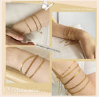 Gold Plated Bracelets Set for Women, 5pcs Chain Link Stainless Steel Statement Bracelet Stackable Layered Jewelry Adjustable