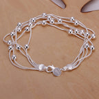 Chain Beads Bracelet 925 Sterling Silver Cute Women Lady Fashion Jewellery