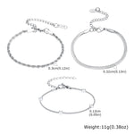 Women Chain Bracelet Silver Color, Stainless Steel Link Stackable Bracelets, Layered Fashion Accessories Gifts