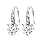 925 Sterling Silver Simple Love Heart Zircon Circle Hoop Earrings Jewellery