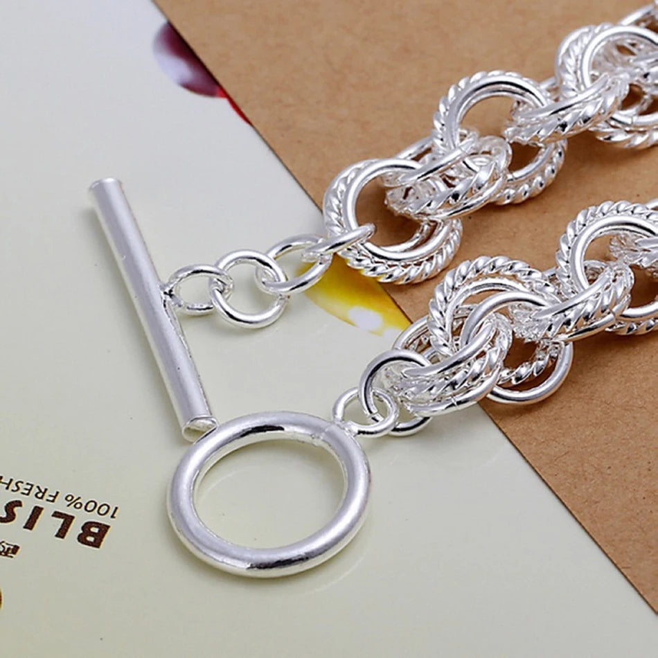 Pretty Circle Fashion Bracelet 925 Sterling Silver Wedding Party Jewellery