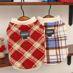 Plaid Dog Cat Vest Warm Tartan Pet Sleeveless Jacket Holiday Costume