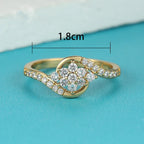Female Charm Flower Snowflake Rings For Women White Zircon Wedding Bands Antique Gold Color Wave Engagement Ring Party Jewelry