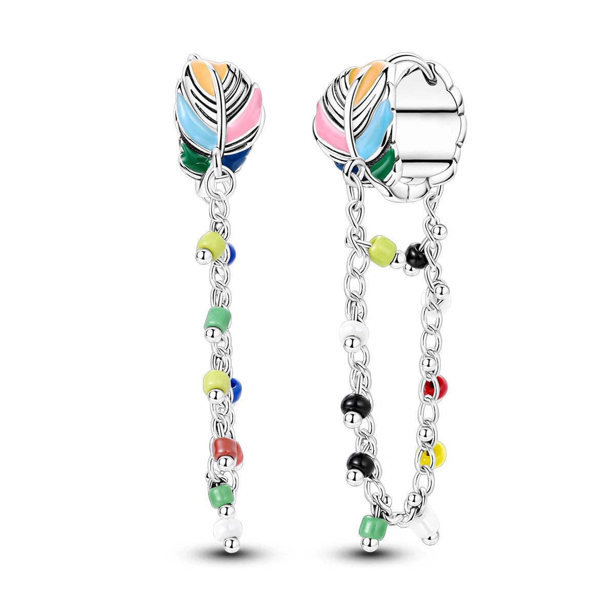 925 Sterling Silver Tassel Zircon Ear Studs Sparkling Hoop Earrings Gift