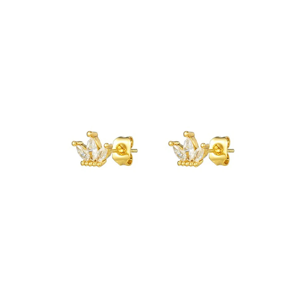 New Stainless Steel Zircon Star Cross Hoop Earring Gold y2k Crown