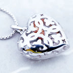 Heart Medallion Necklace Link Chain 925 Sterling Silver Fashion Jewellery