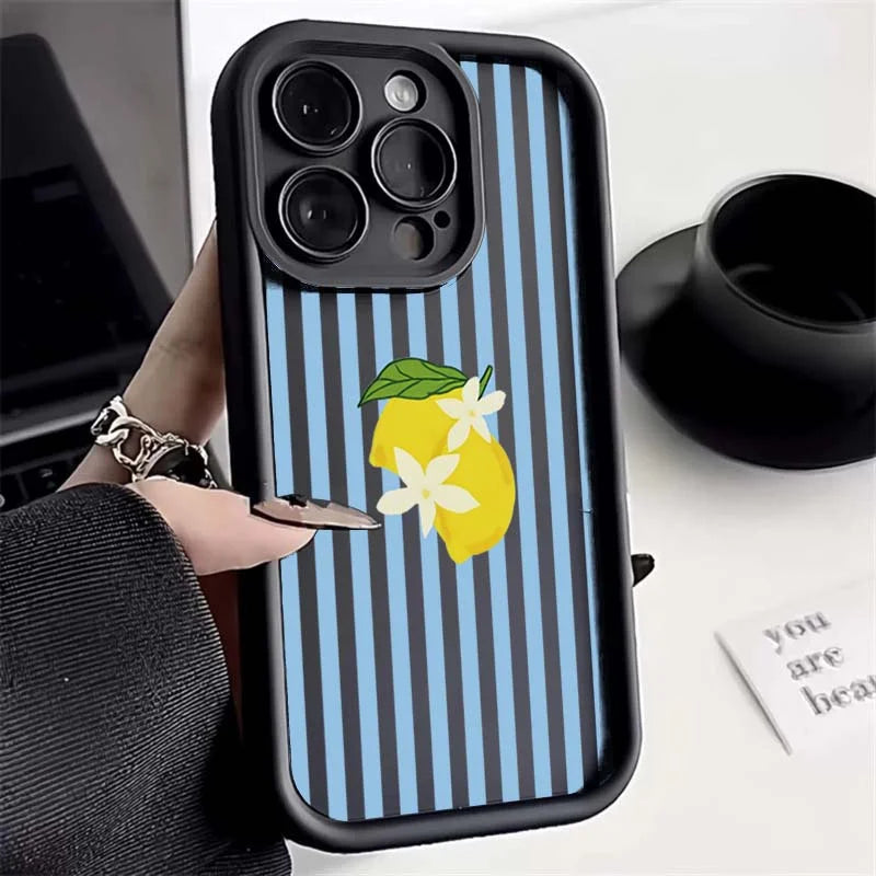 Lemon Cool Stripe Case for iPhone 17 16 15 14 13 12 11 Pro Max XS XR 7 8 Plus
