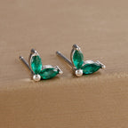 18K Gold Plated Green Zirconia Huggies Hoop Earrings Square Pendant
