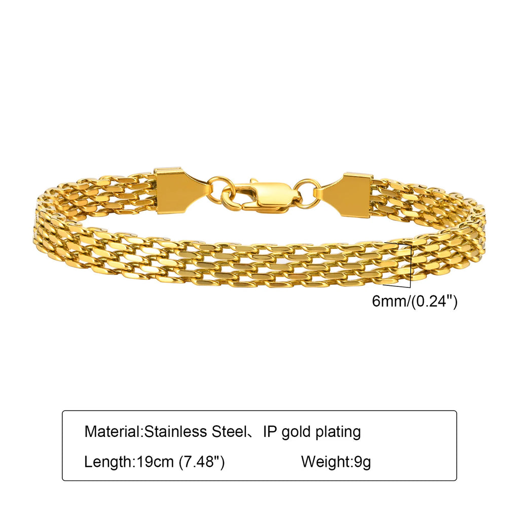 18k Gold Plated Chunky Oval Link Chain Bracelets for Women Thick Stainless Steel Jewelry
