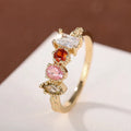 925 Sterling Silver Cubic Zirconia Wedding Party Ring Luxury Gold Colour Bright Trendy Jewellery