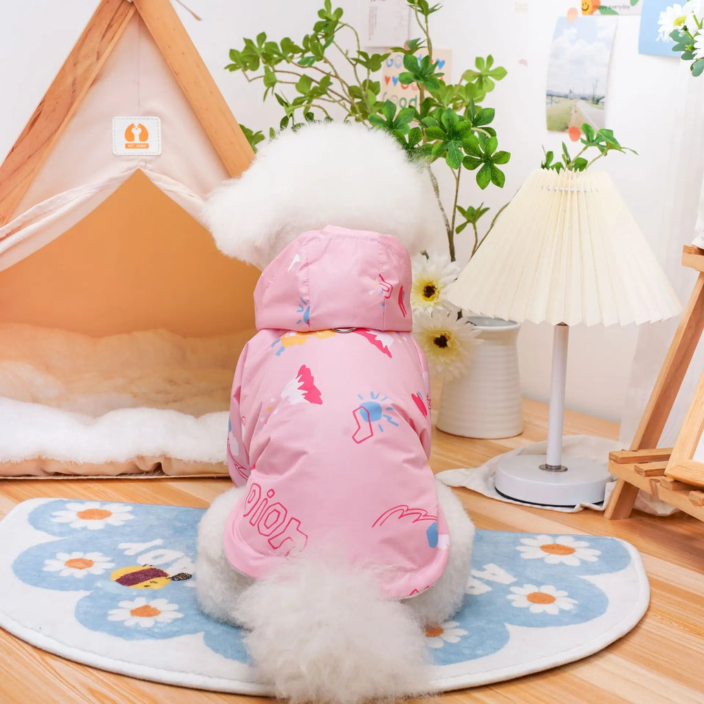 Windproof Hooded Jacket Dogs Cats Warm Winter Coat Fleece Lined Outdoor Wear