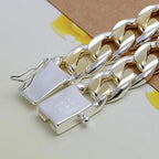 8/10mm Solid Chain Bracelet 925 Sterling Silver Men Women Noble Party Gift