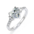 925 Sterling Silver Sparkling Zircon White Purple Elegant Love Heart Ring Party Engagement Jewellery