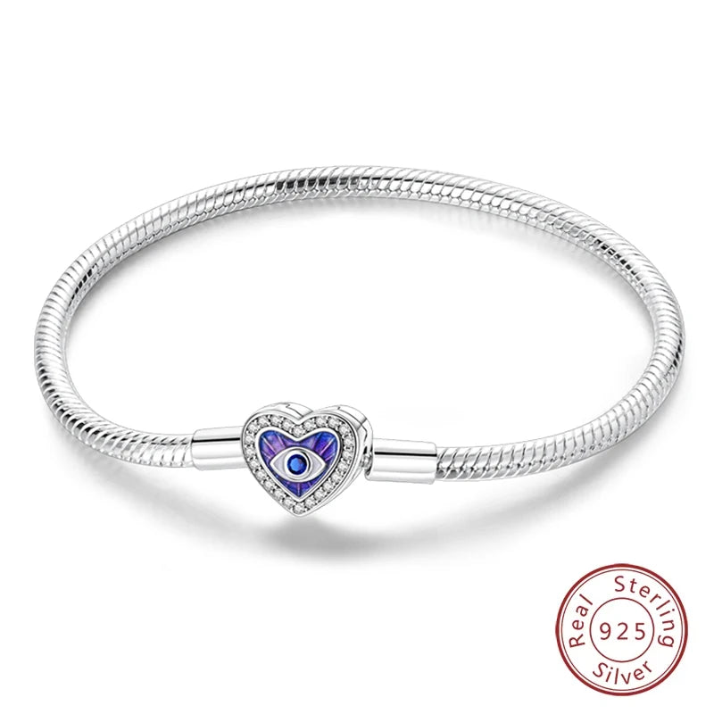 925 Sterling Silver Forever Love Peach Heart Bracelets Star Moon Airplane Earth Bracelets For Women Fit DIY Charms Party Jewelry