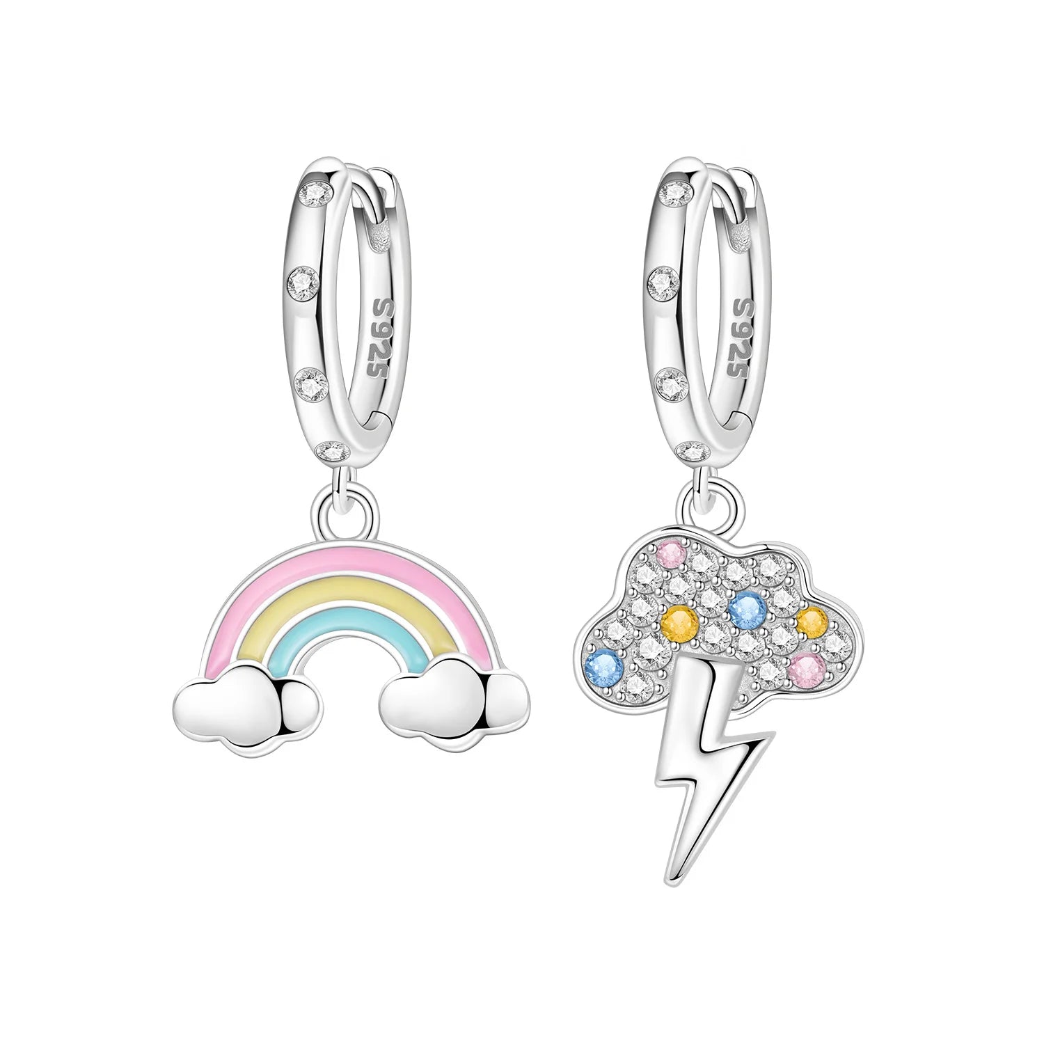925 Sterling Silver Asymmetric Key Lock Drop Earrings Trendy Jewellery Gift