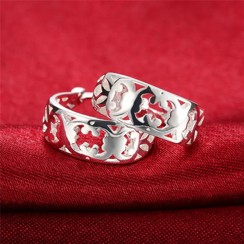 925 Sterling Silver 21mm U Hoop Earrings Women Fashion Engagement Jewellery