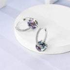 925 Sterling Silver Crystal Circular Eardrops Fashion Versatile Drop Earrings
