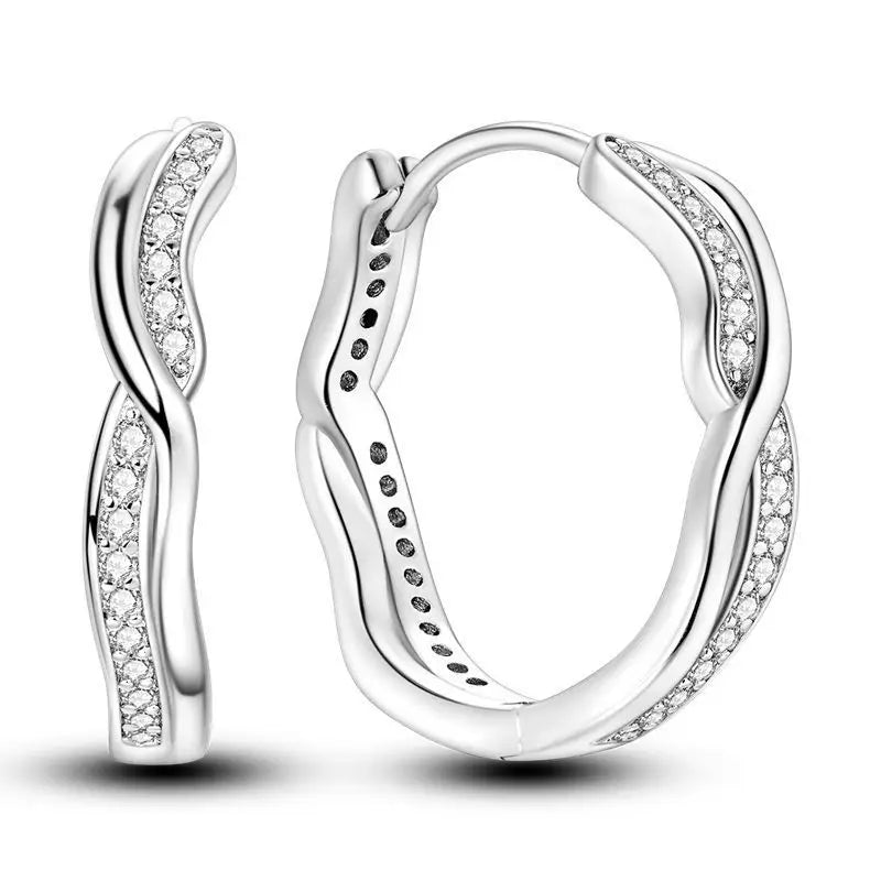 925 Sterling Silver Curve Weaving Large Circle Versatile Hoop Earrings Gift