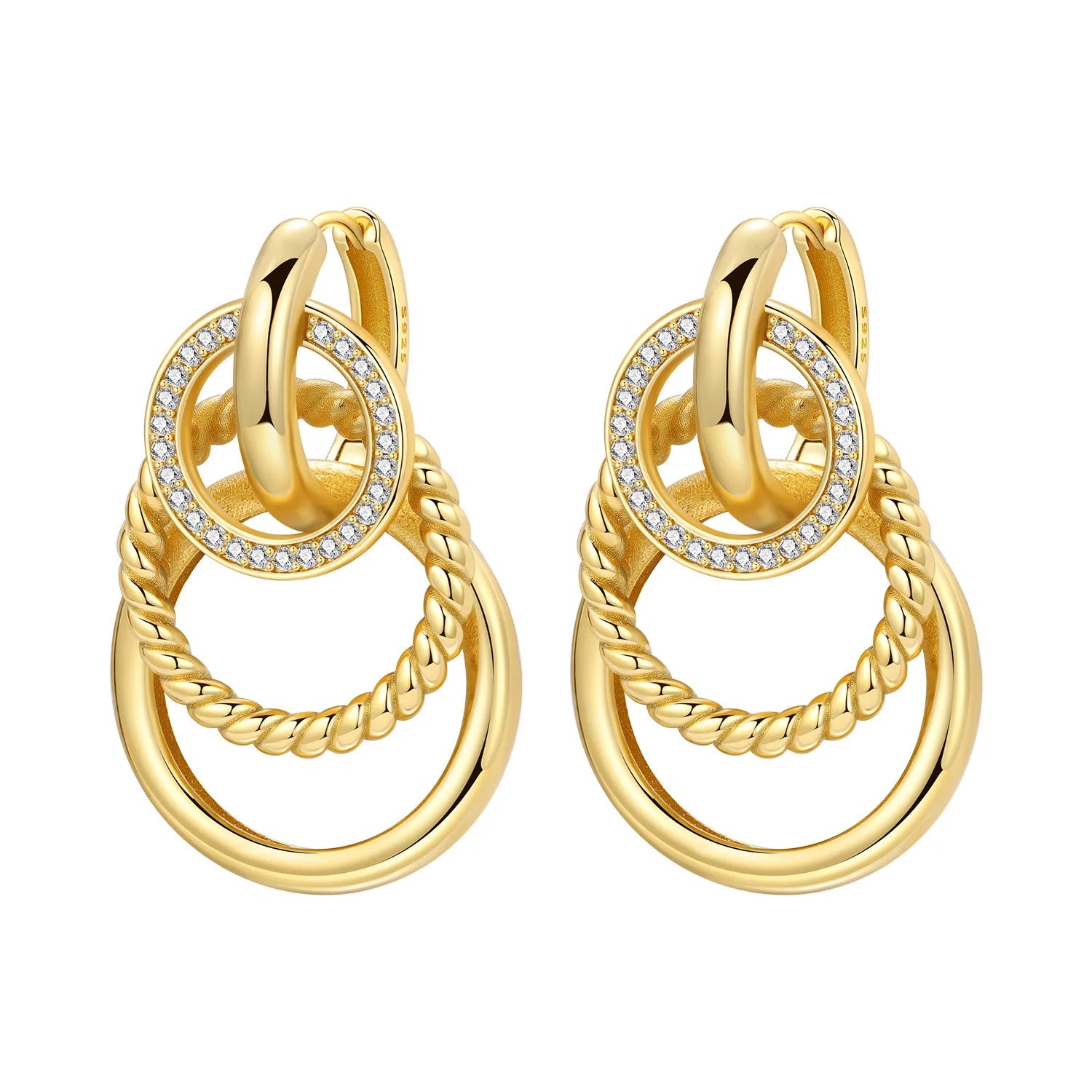925 Sterling Silver Simple Diamond Shaped Ear Hook Hoop Earrings Jewellery