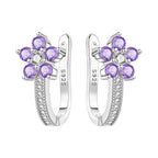 925 Sterling Silver Iris Flower Versatile Hoop Earrings Original Party Gift