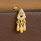 1PC Stainless Steel Zircon Gold Colour Triangle Stud Earrings