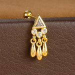 1PC Stainless Steel Zircon Gold Colour Triangle Stud Earrings