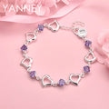 925 Sterling Silver 8-inch Purple Zircon Bracelet Women Luxury Jewellery Gift