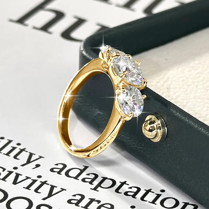 4cttw Round Moissanite Wedding Engagement Ring 14k Gold Filled 3-Stone Band