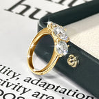 4cttw Round Moissanite Wedding Engagement Ring 14k Gold Filled 3-Stone Band