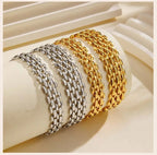 18k Gold Plated Mesh Link Bracelet for Women, Clavicle Chain Wrist Bracelet Polish Jewelry