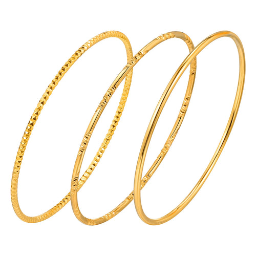 Women Bangle Bracelet Stainless Steel, 18k Gold Plated 2mm Stackable Glossy Thin Jewelry