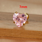 1PC Simple Pink Cubic Zirconia Heart Small Stud Earrings Steel