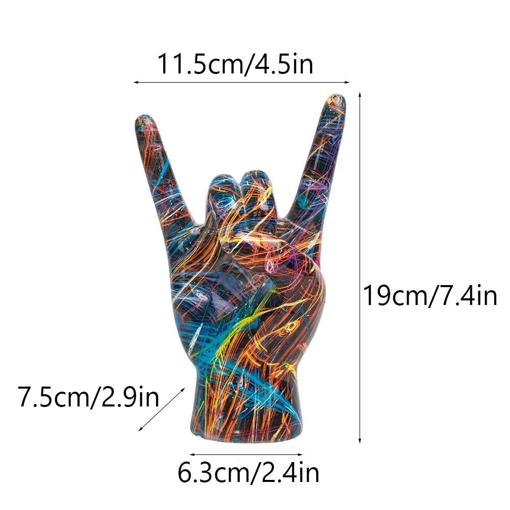 Graffiti Rock On Hand Figurines Rock and Roll Decor Bookshelf Modern Pop Art Gift