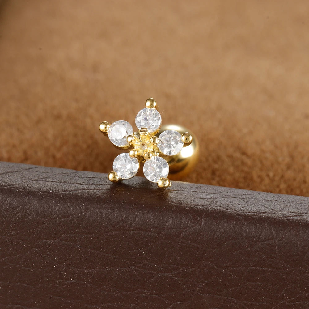 New Double Ear Studs Tassel Chain Hanging Earrings Flower Butterfly