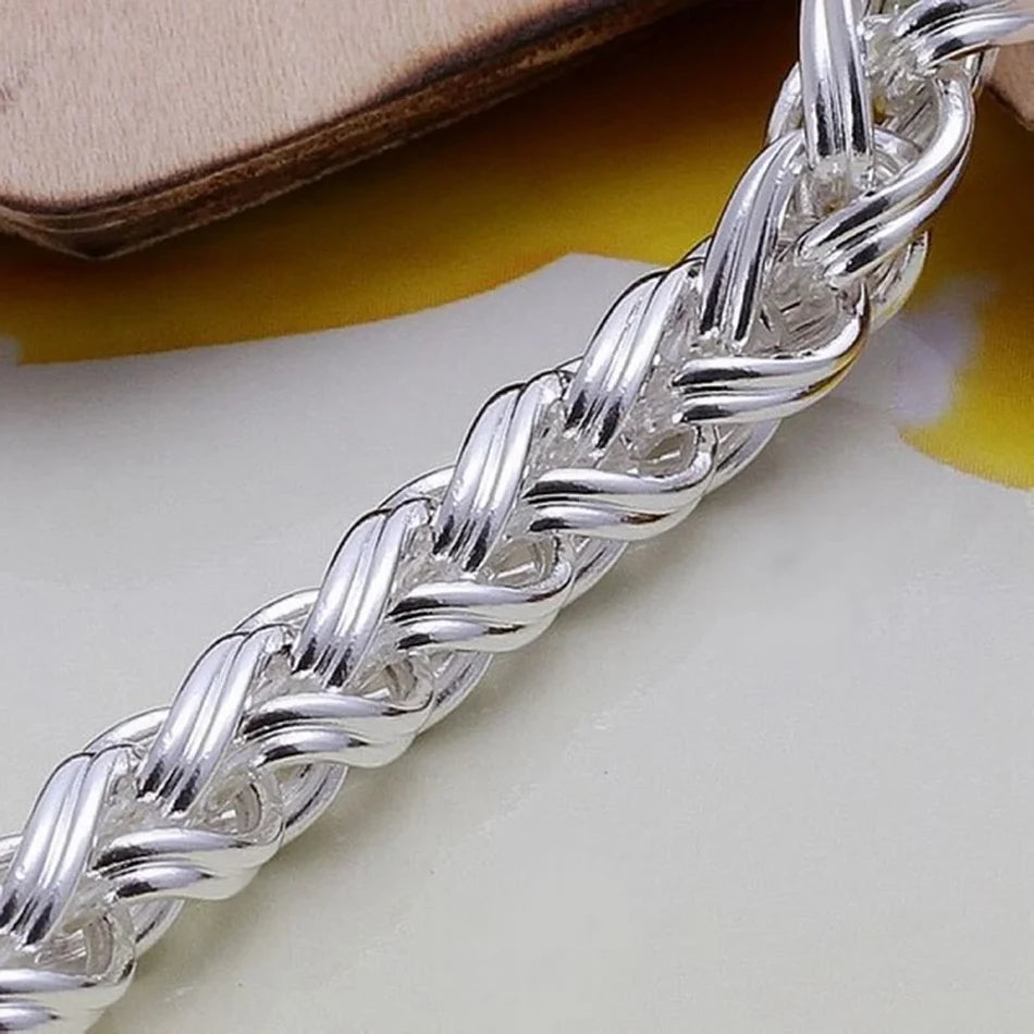 4mm 6mm Chain Bracelet 925 Sterling Silver Men Women High Quality Factory