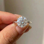 925 Sterling Silver Six Claw Cubic Zirconia Wedding Ring for Women Simple Elegant Engagement Proposal Rings Gift Fashion Jewelry