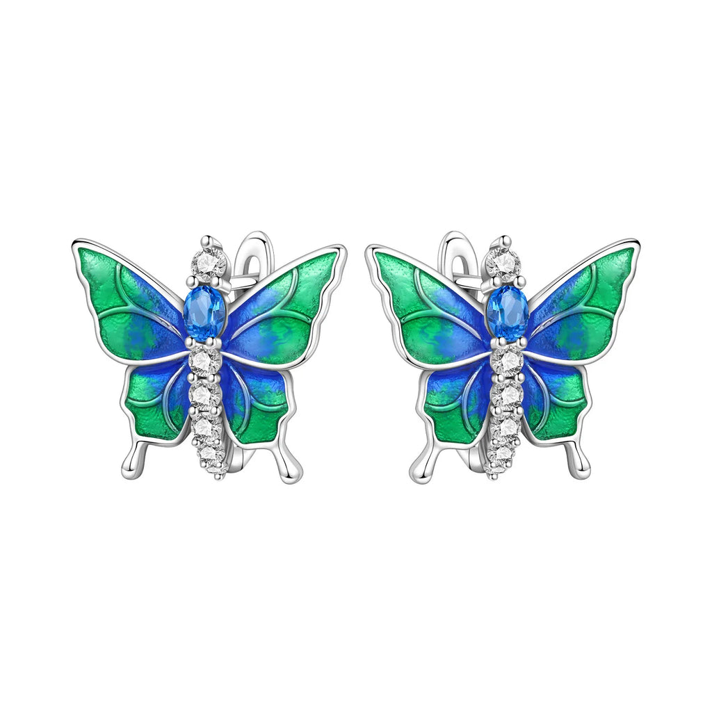 925 Sterling Silver Gradient Dragonfly Insect Drop Earrings Anniversary Gift