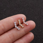 1PC Rose Curved CZ Cartilage Ear Stud 10g Stainless Steel Helix Rook
