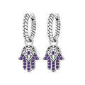 925 Sterling Silver Fatima's Hand Devil's Eye Drop Earrings Trendy Jewellery