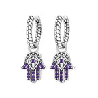 925 Sterling Silver Blue Purple Iris Flower Drop Earrings Trendy Jewellery