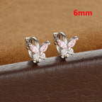 Stainless Steel Zircon Butterfly Minimal Hoop Earrings Gold Huggie