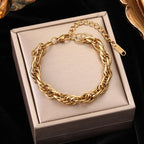 Gold Colour Stainless Steel Link Chain Bracelet Non-Fading Jewellery
