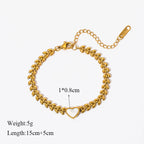 Gold Colour Stainless Steel Link Chain Bracelet Non-Fading Jewellery