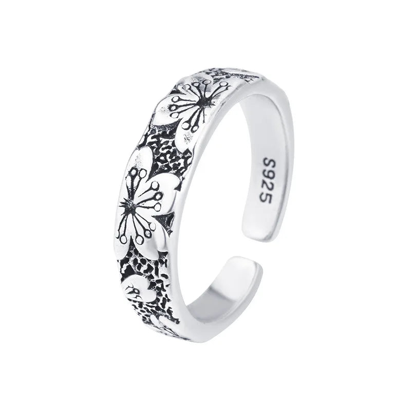 925 Sterling Silver Carving Flower Wedding Ring Luxury Quality Jewellery Wholesale
