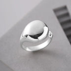Ellipse Smooth Surface Adjustable Ring 925 Sterling Silver Engagement Wedding Luxury