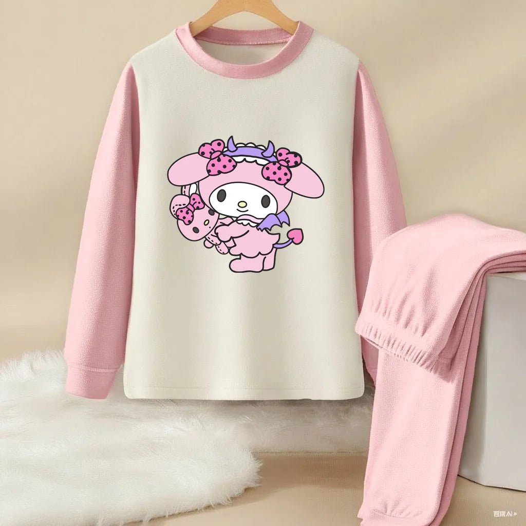 Sanrio Hello Kitty and Kuromi Girls Autumn Winter Pyjamas Soft Home Wear