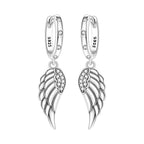 925 Sterling Silver Sparkling Wings Drop Earrings Trendy Anniversary Gift