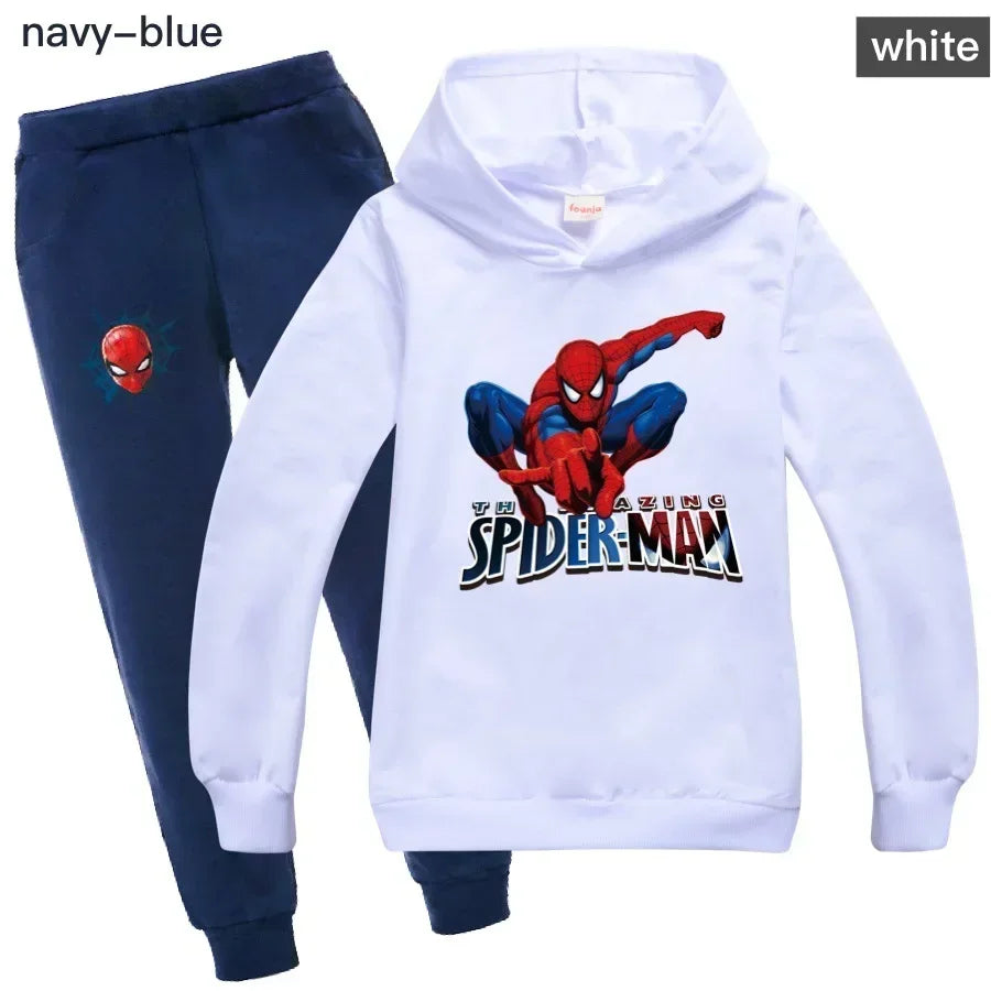 Kids Spiderman Print Hoodie & Pants Suit Boys Girls Casual Clothing Set