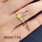 925 Sterling Silve Geometric Yellow Cubic Zirconia Women Rings Gorgeous Wedding Accessories Anniversary Party Female Jewelry