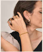 Gold Plated Beaded Braceletfor Women, Stainless Steel Stackable Stretchable Bead Ball Bracelet Hypoallergenic